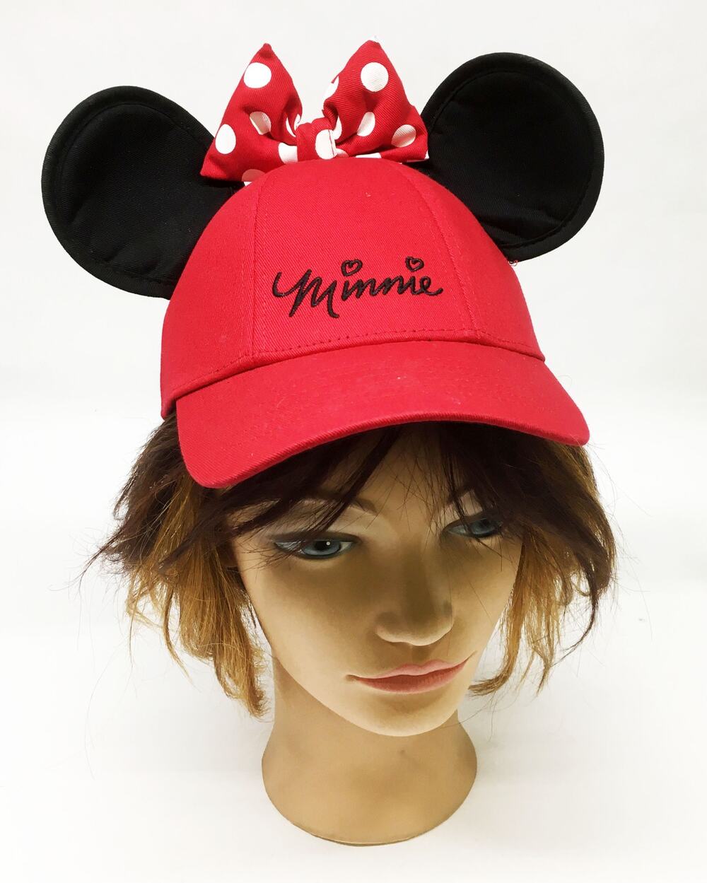 Minnie Mouse Black Ears Polka Dot Bow Snapback Baseball Hat Disney Parks